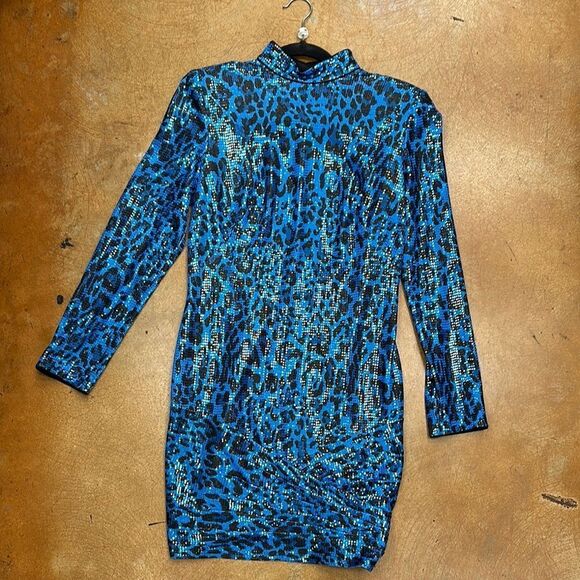 Blue Leopard Print Dress - Picture 1 of 5